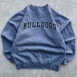 Vintage Gildan Bulldogs Grey Crewneck Sweatshirt small